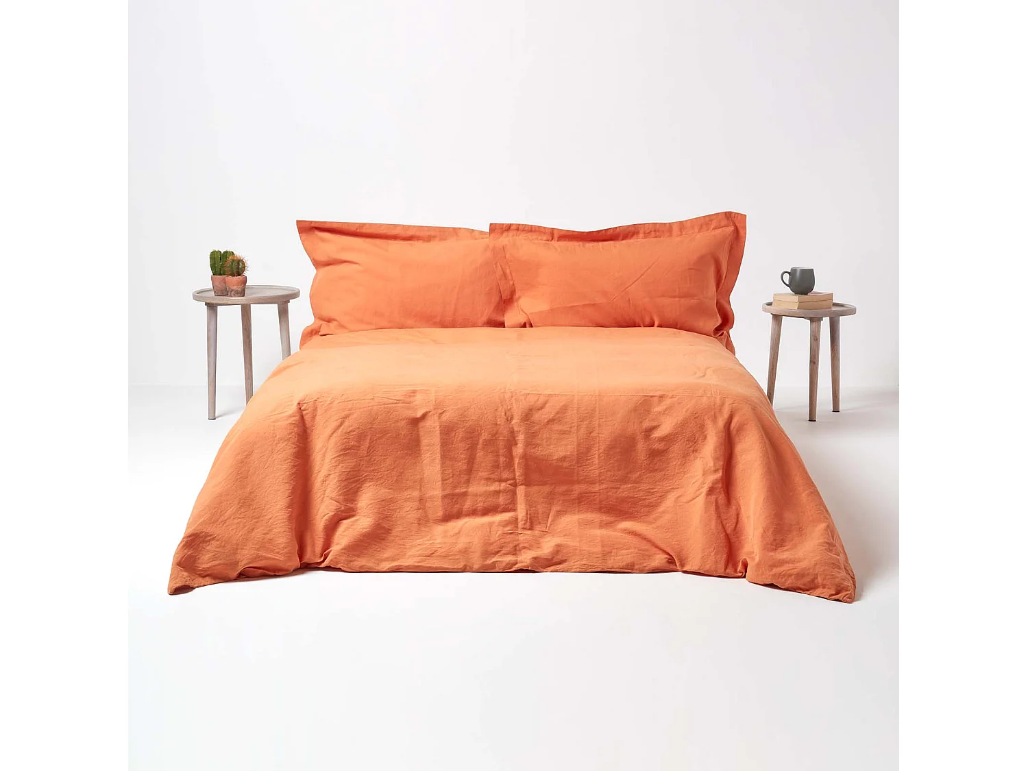 Homescapes Burnt Orange Linen Oxford Pillowcase, King