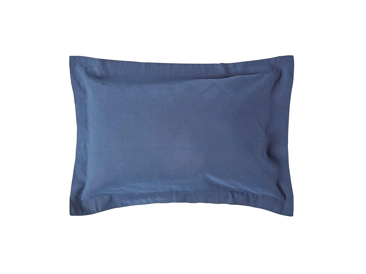 Homescapes Navy Blue Linen Oxford Pillowcase, Standard