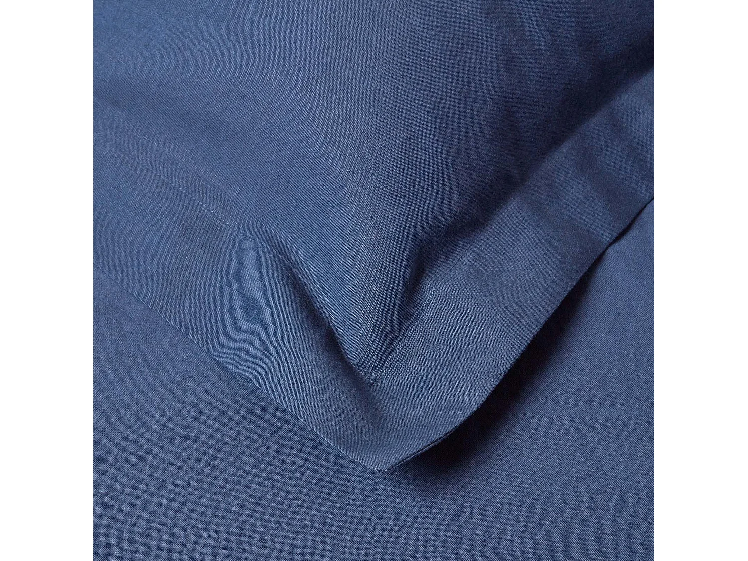 Homescapes Navy Blue Linen Oxford Pillowcase, Standard
