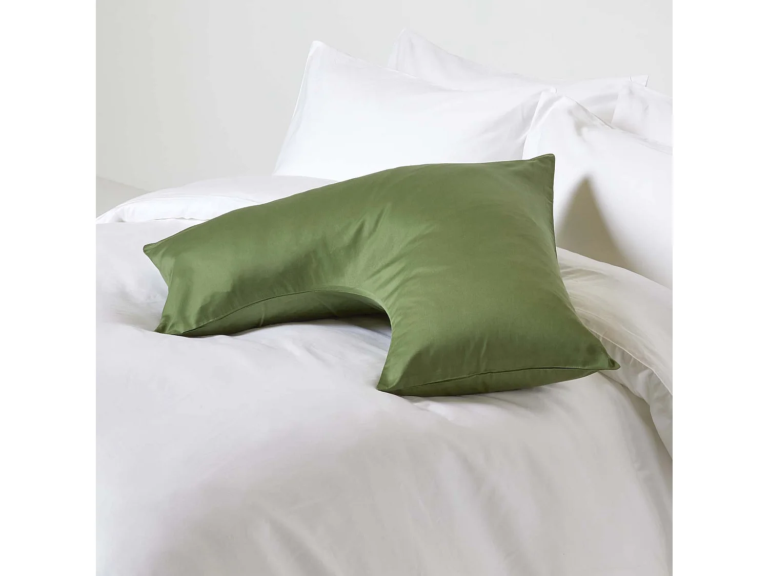 Homescapes Moss Green V Shaped Pillowcase Organic Cotton 400 Thread Count