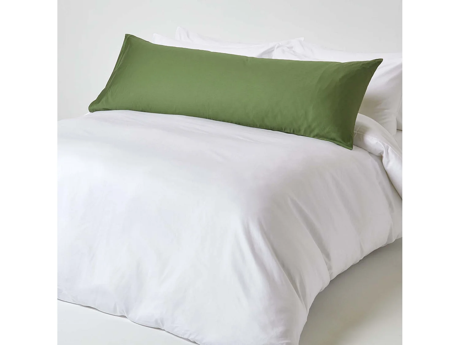 Homescapes Moss Green Organic Cotton Housewife Pillowcase 400 TC, Body Pillowcase