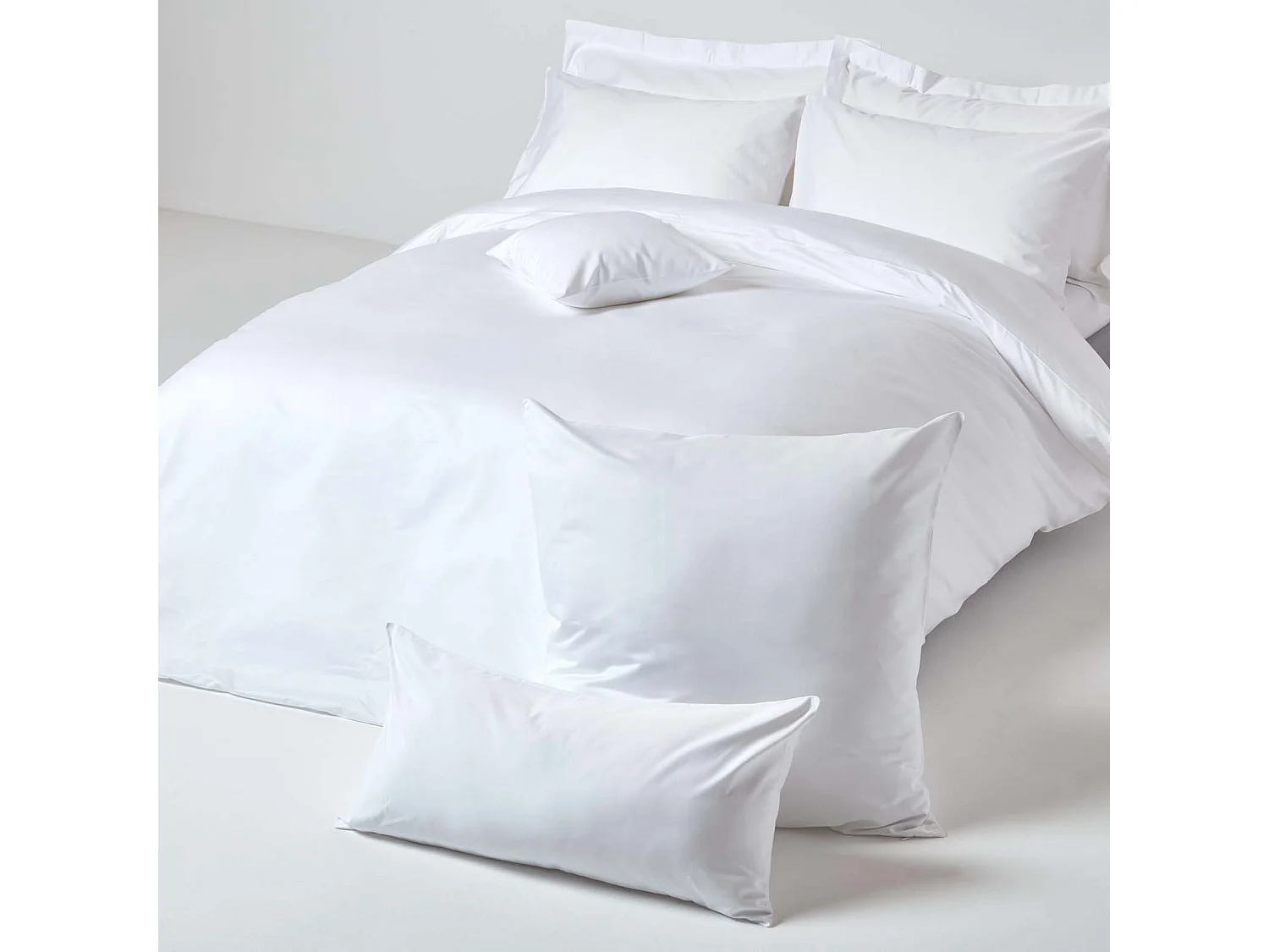 Taie d’oreiller en satin de coton egyptien 1000 fils, blanc, 40 x 80 cm - HOMESCAPES