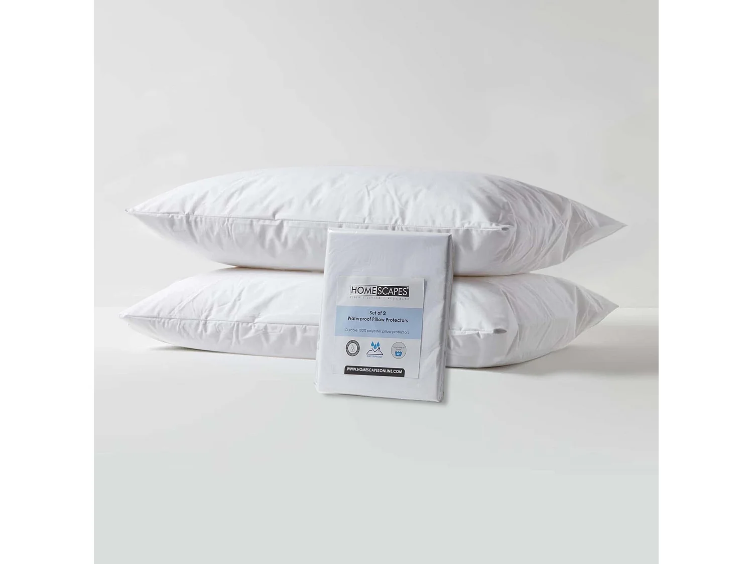 Homescapes Polypropylene Waterproof Pillow Protector Pair