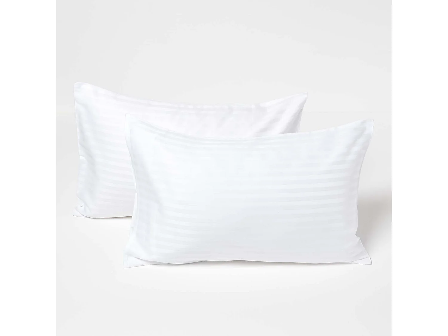 Homescapes White Cotton Stripe Kids Pillowcases 40 x 60 cm 330 Thread Count, 2 Pack
