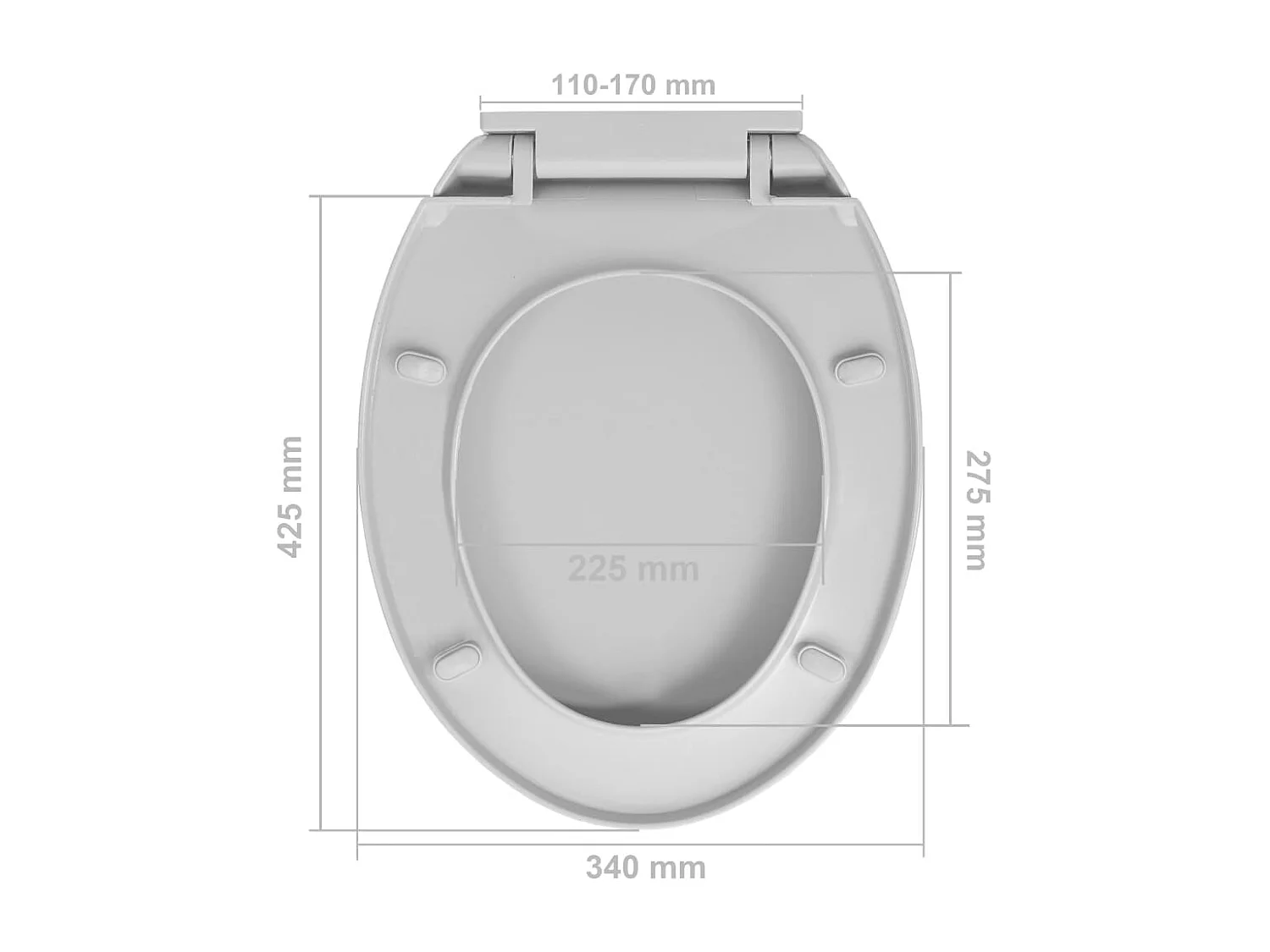 Siège de toilette abattant grise 46 x 34 x 34 cm 02_0002915