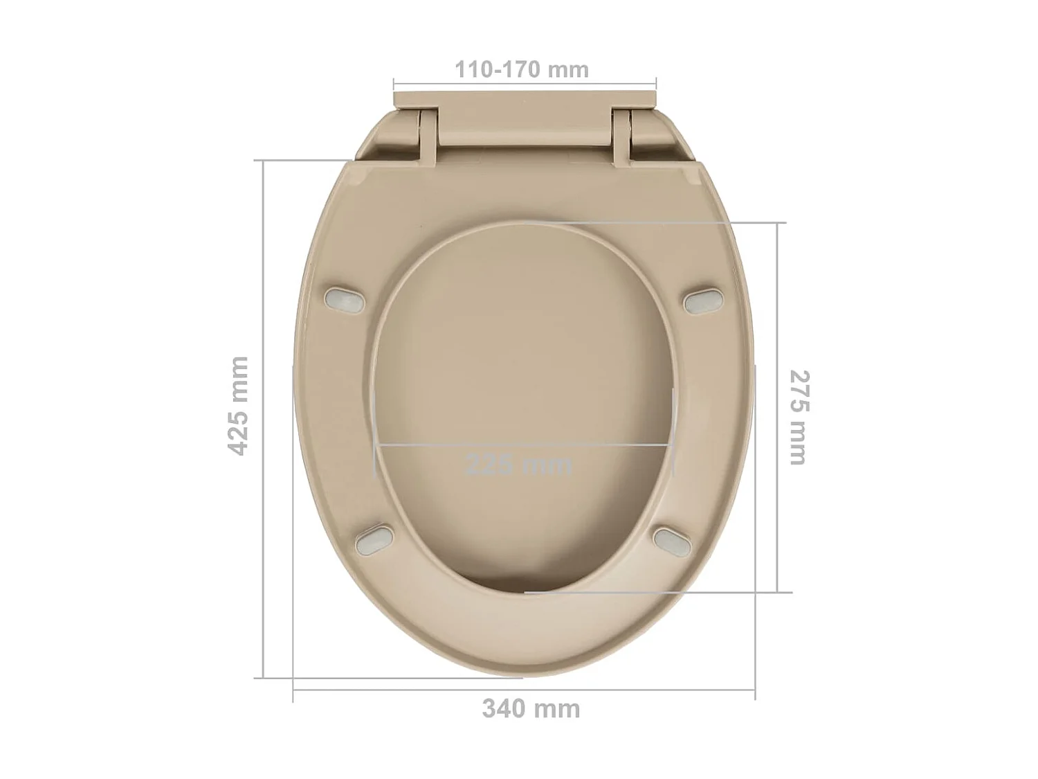 Siège de toilette abattant beige 46 x 34 x 34 cm 02_0002921