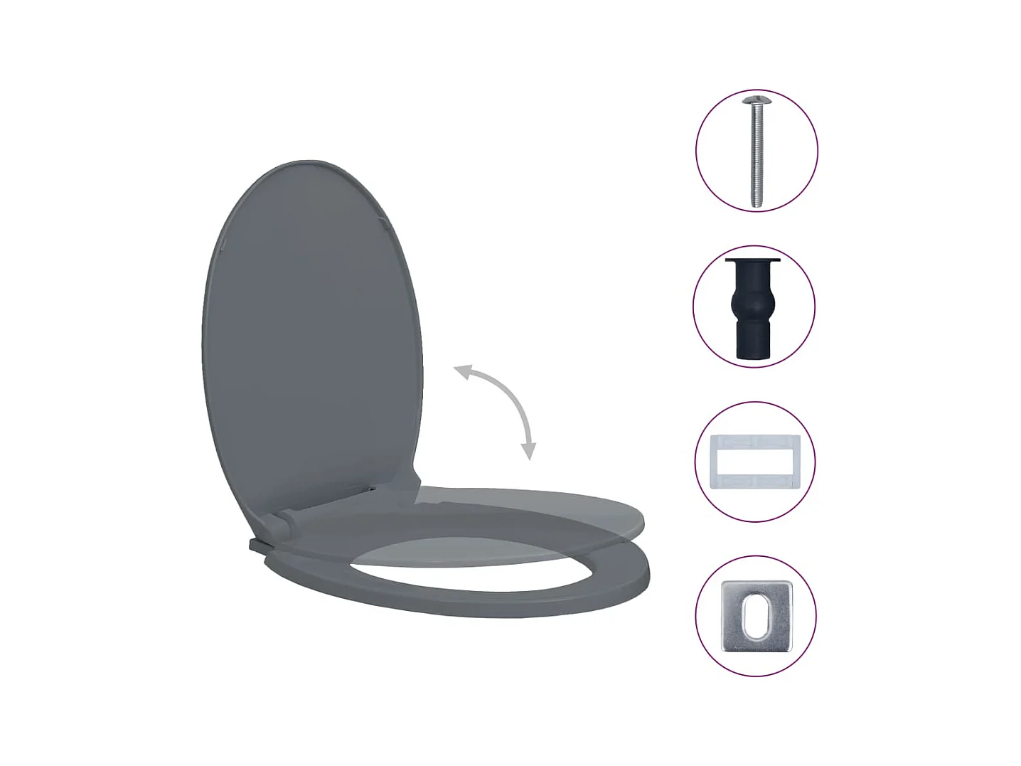 Siège de toilette à grise 46 x 34 x 5 cm 02_0002918