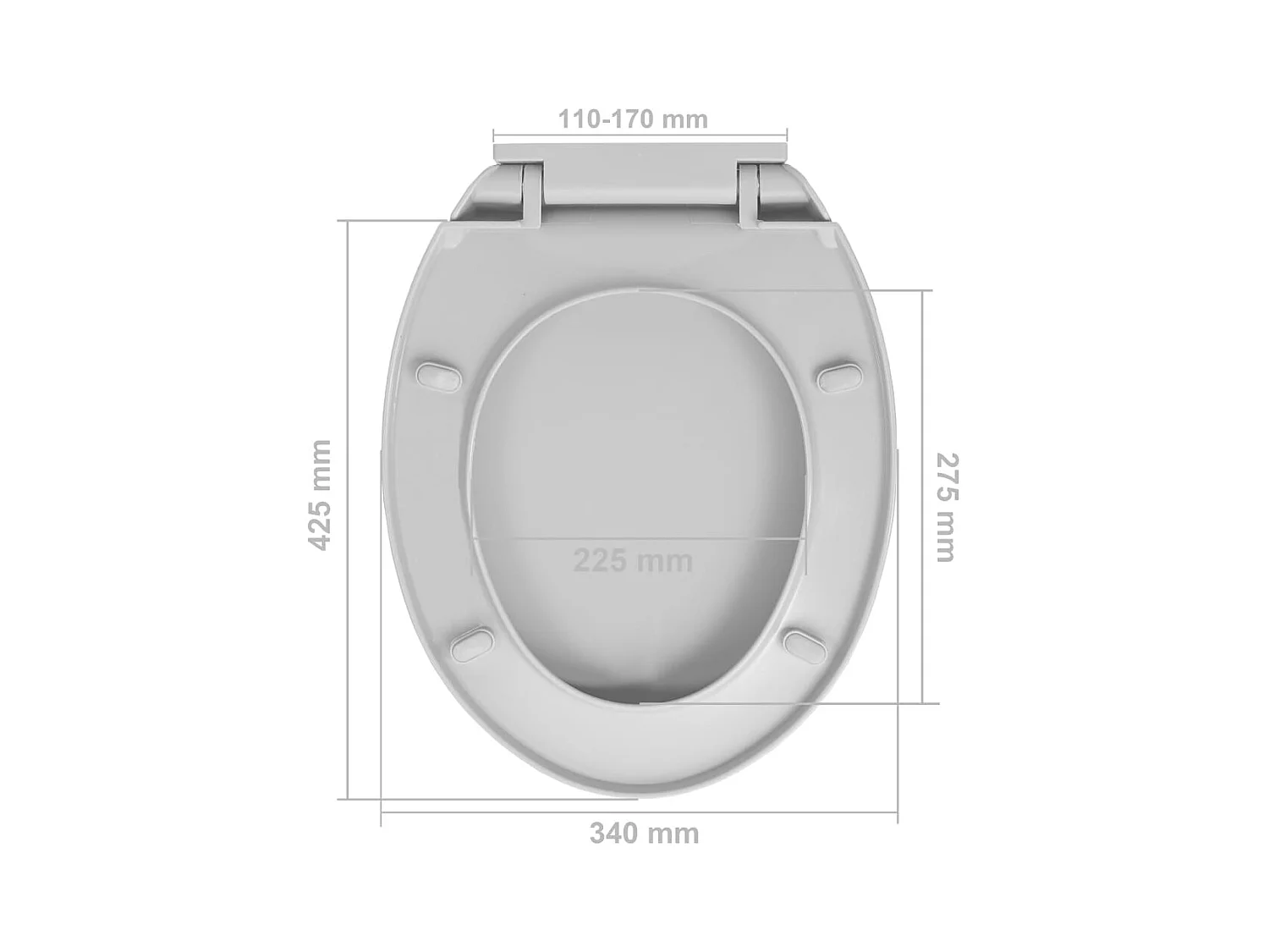 Siège de toilette abattant grise 46 x 34 x 5 cm 02_0002916