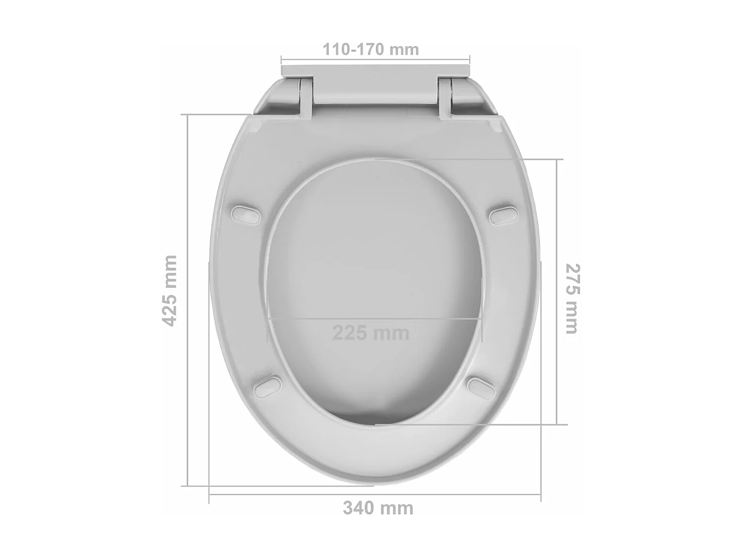 Siège de toilette abattant grise 46 x 34 x 5 cm 02_0002916