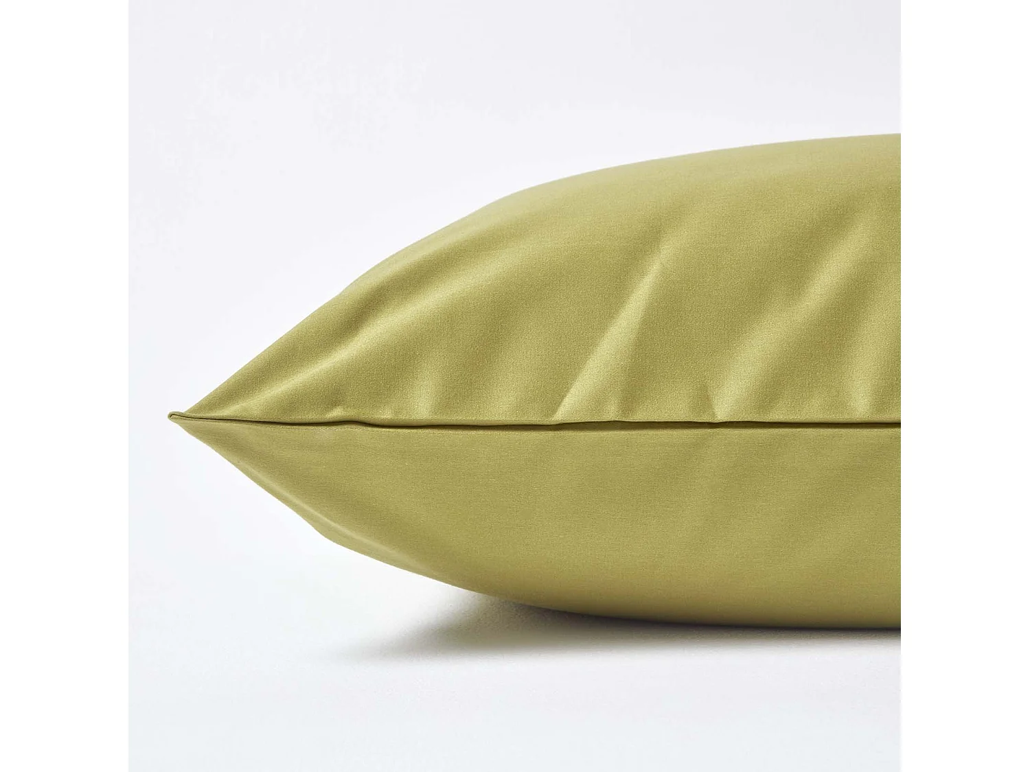 Taie d’oreiller en satin de coton 1000 fils vert olive, 60 x 60 cm - HOMESCAPES