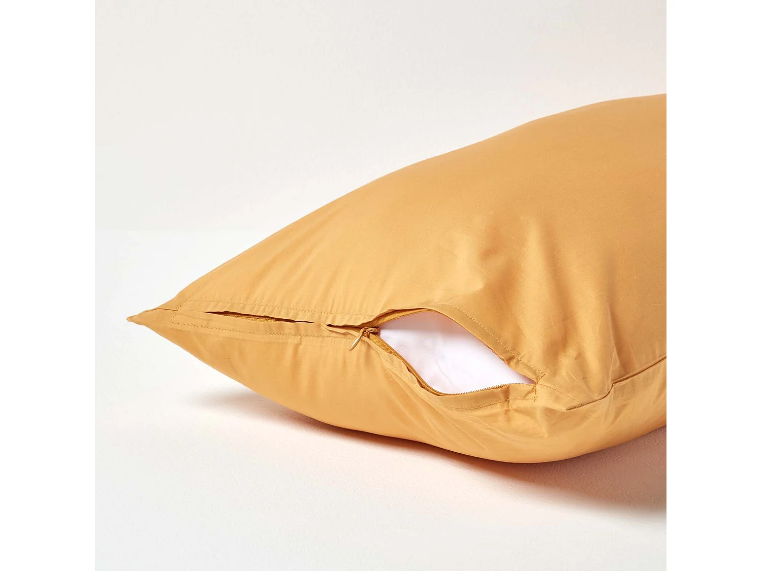 Taie d'oreiller jaune moutarde 100% coton egyptien 200 fils 40 x 80 cm - HOMESCAPES
