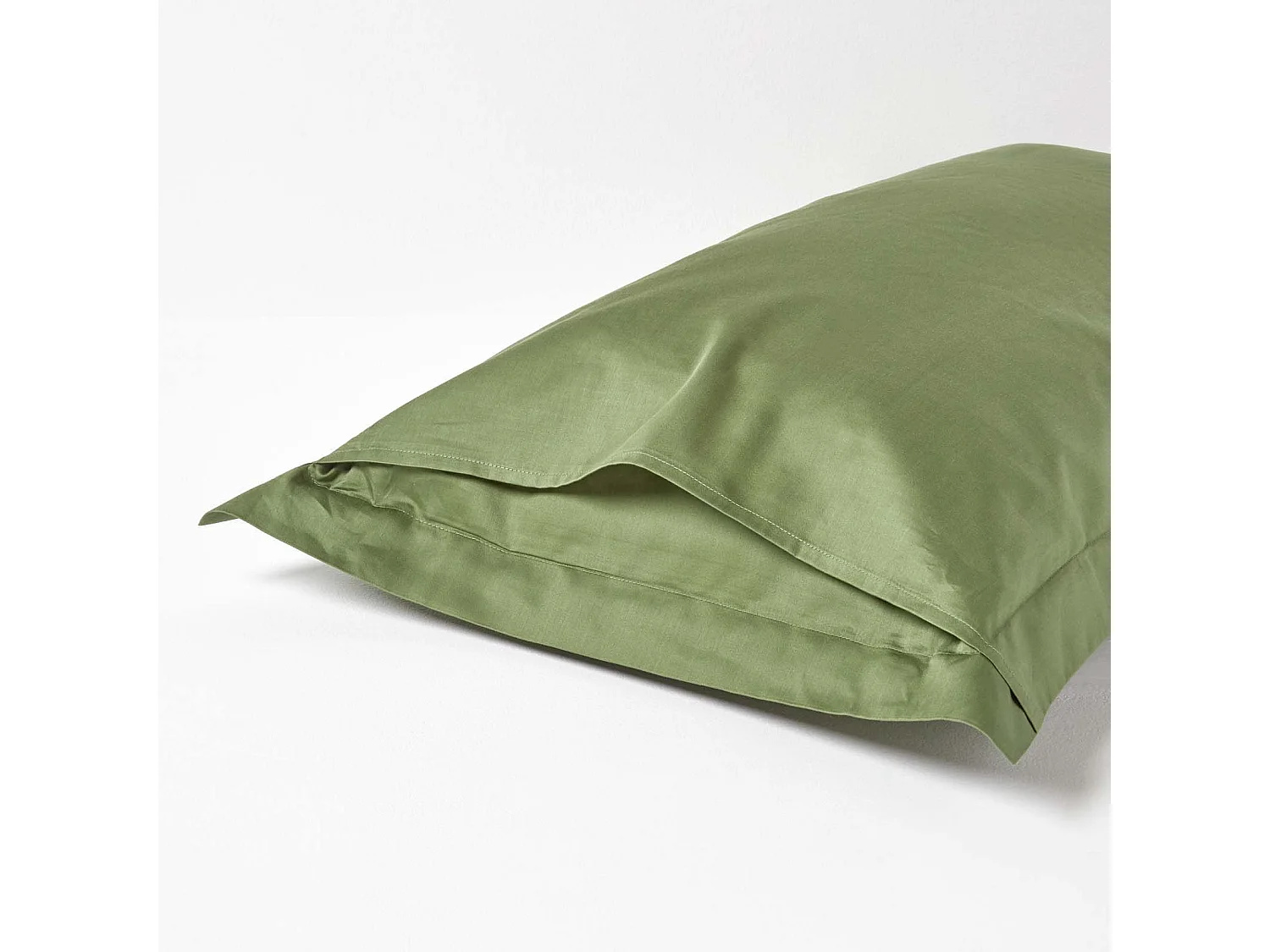Homescapes Moss Green Organic Cotton Oxford Pillowcase 400 TC, King Size