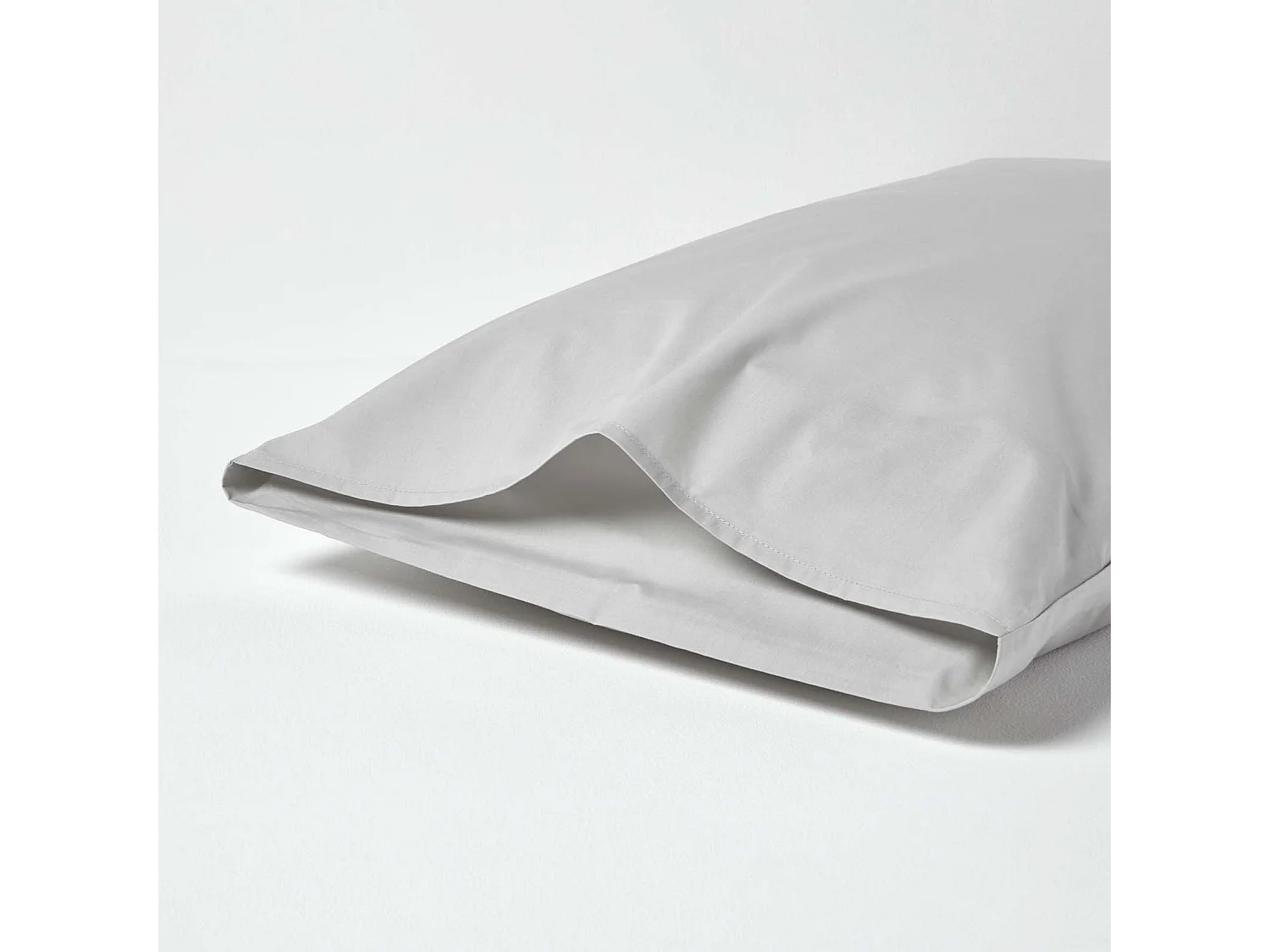 Homescapes Silver Grey Egyptian Cotton Housewife Pillowcase 200 TC, Standard Size
