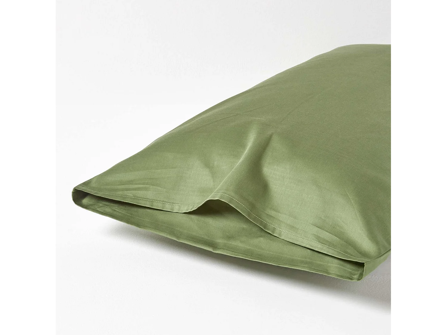 Homescapes Moss Green Organic Cotton Housewife Pillowcase 400 TC, Standard