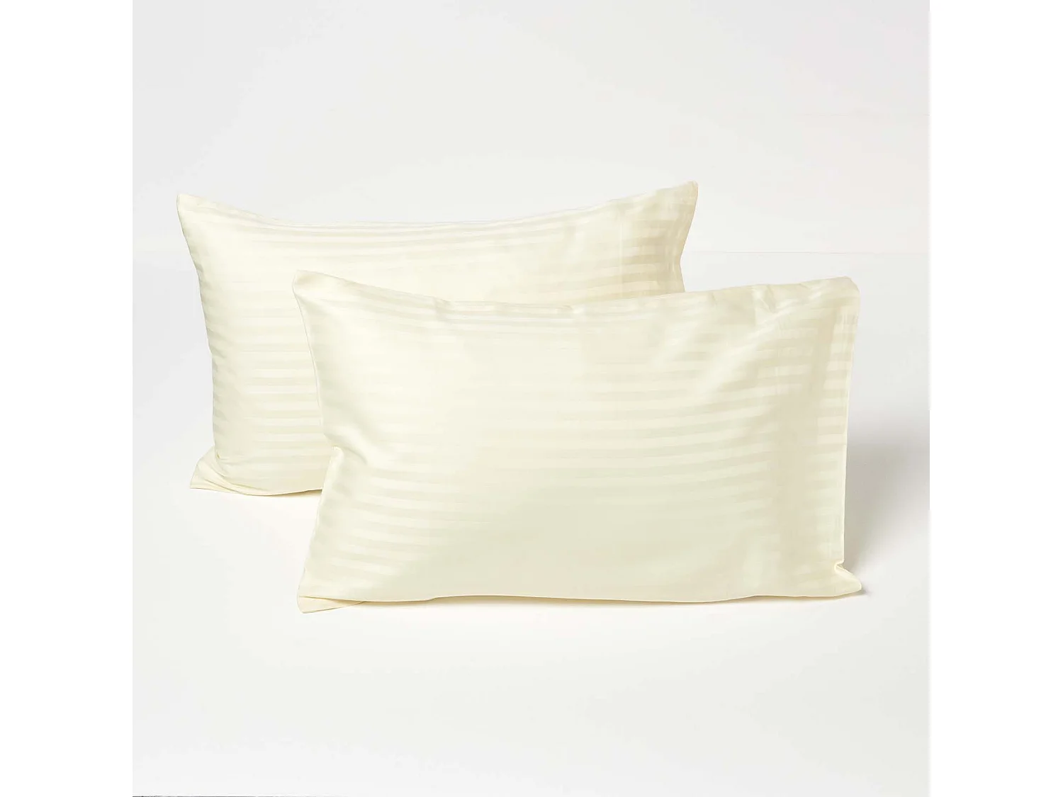 Homescapes Yellow Cotton Stripe Kids Pillowcases 40 x 60 cm 330 Thread Count, 2 Pack