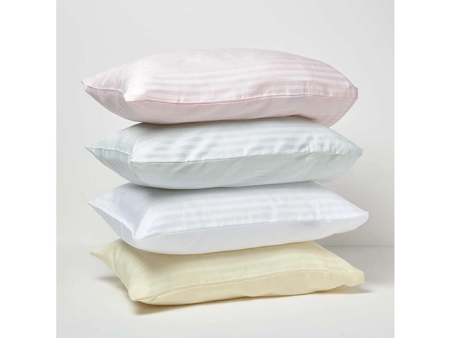 Homescapes Yellow Cotton Stripe Kids Pillowcases 40 x 60 cm 330 Thread Count, 2 Pack