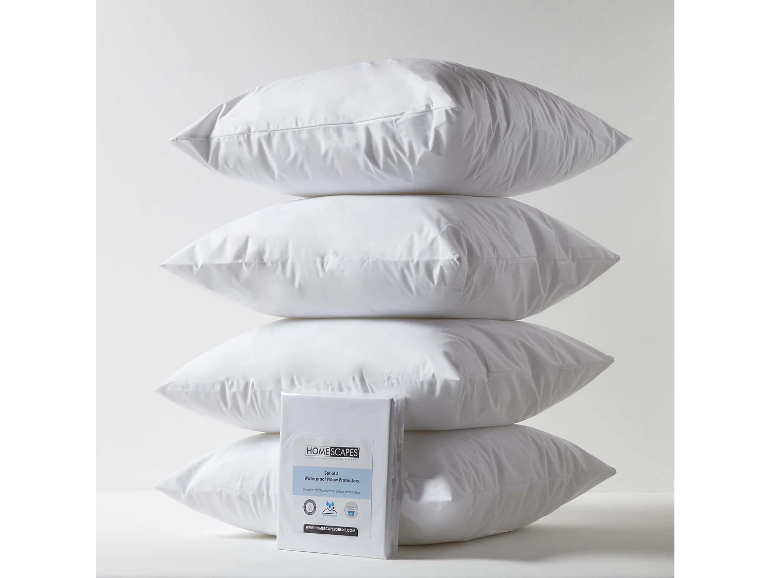 Homescapes Waterproof Pillow Protectors 60 x 60 cm, Pack of 4
