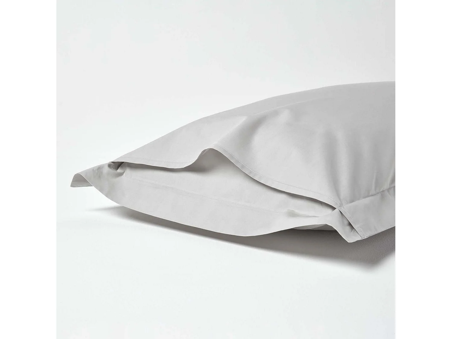 Homescapes Silver Grey Egyptian Cotton Oxford Pillowcase 200 TC, Standard Size
