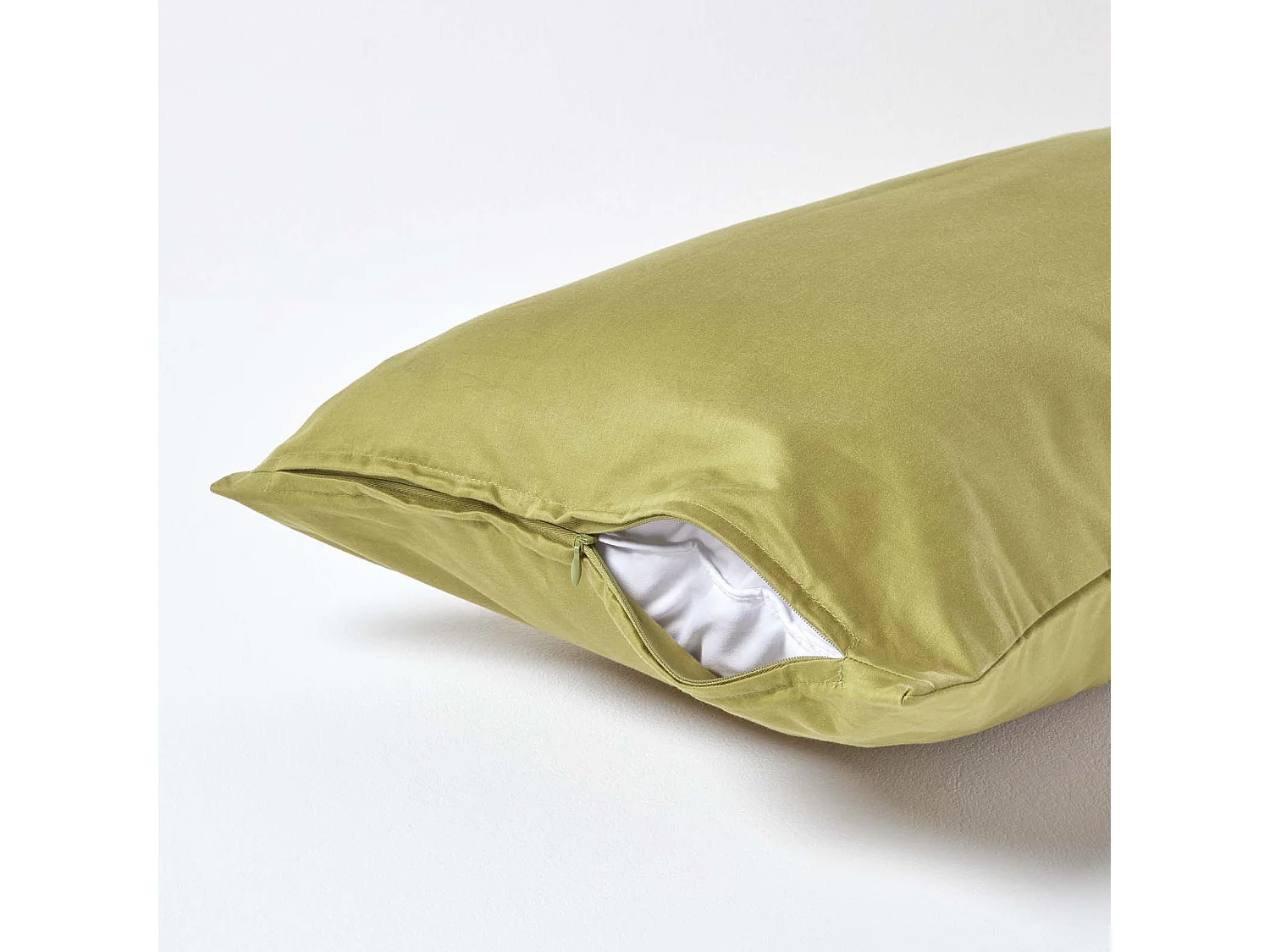 Homescapes Olive Green Continental Pillowcase 1000 TC, 40 x 80cm