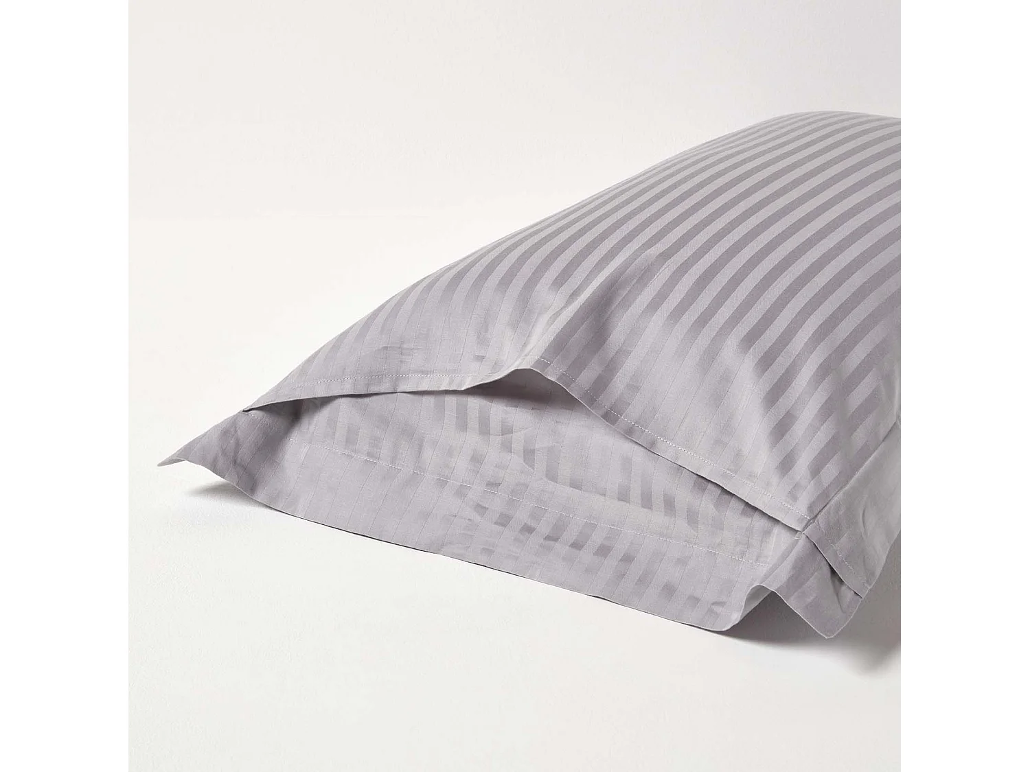 Homescapes Grey Egyptian Cotton Satin Stripe Oxford Pillowcase 330 TC