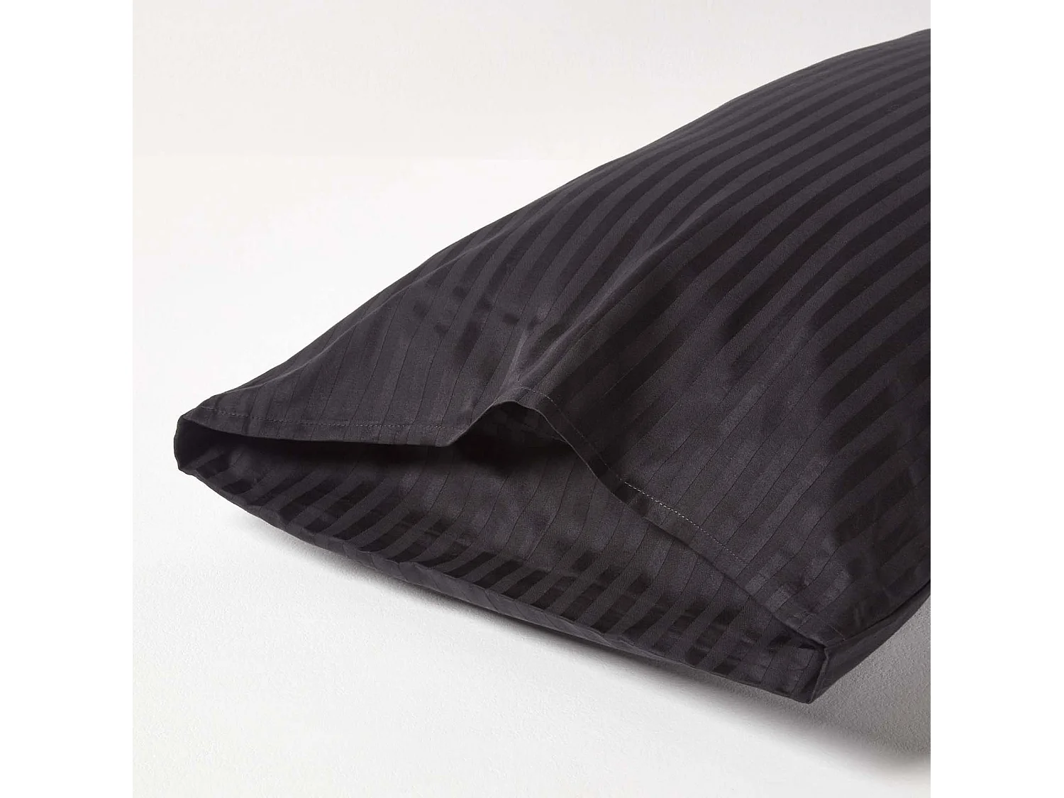 Homescapes Black Egyptian Cotton Satin Stripe Housewife Pillowcase 330 TC