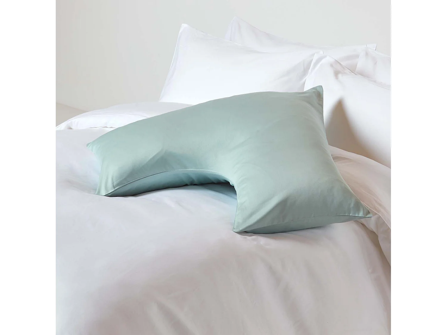 Homescapes Duck Egg Blue V Shaped Pillowcase Organic Cotton 400 Thread Count