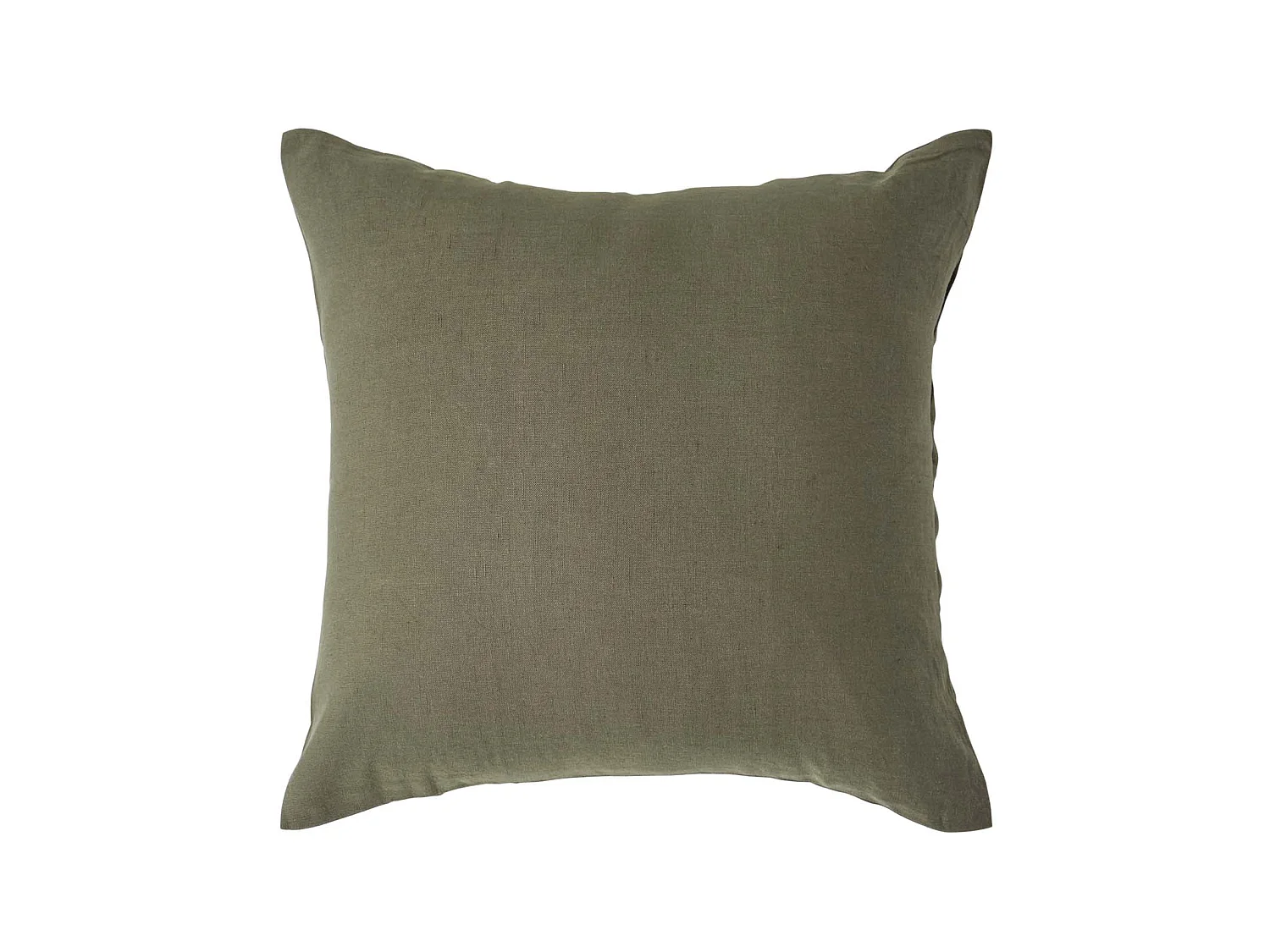 Homescapes Khaki Green European Linen Pillowcase, 60 x 60 cm