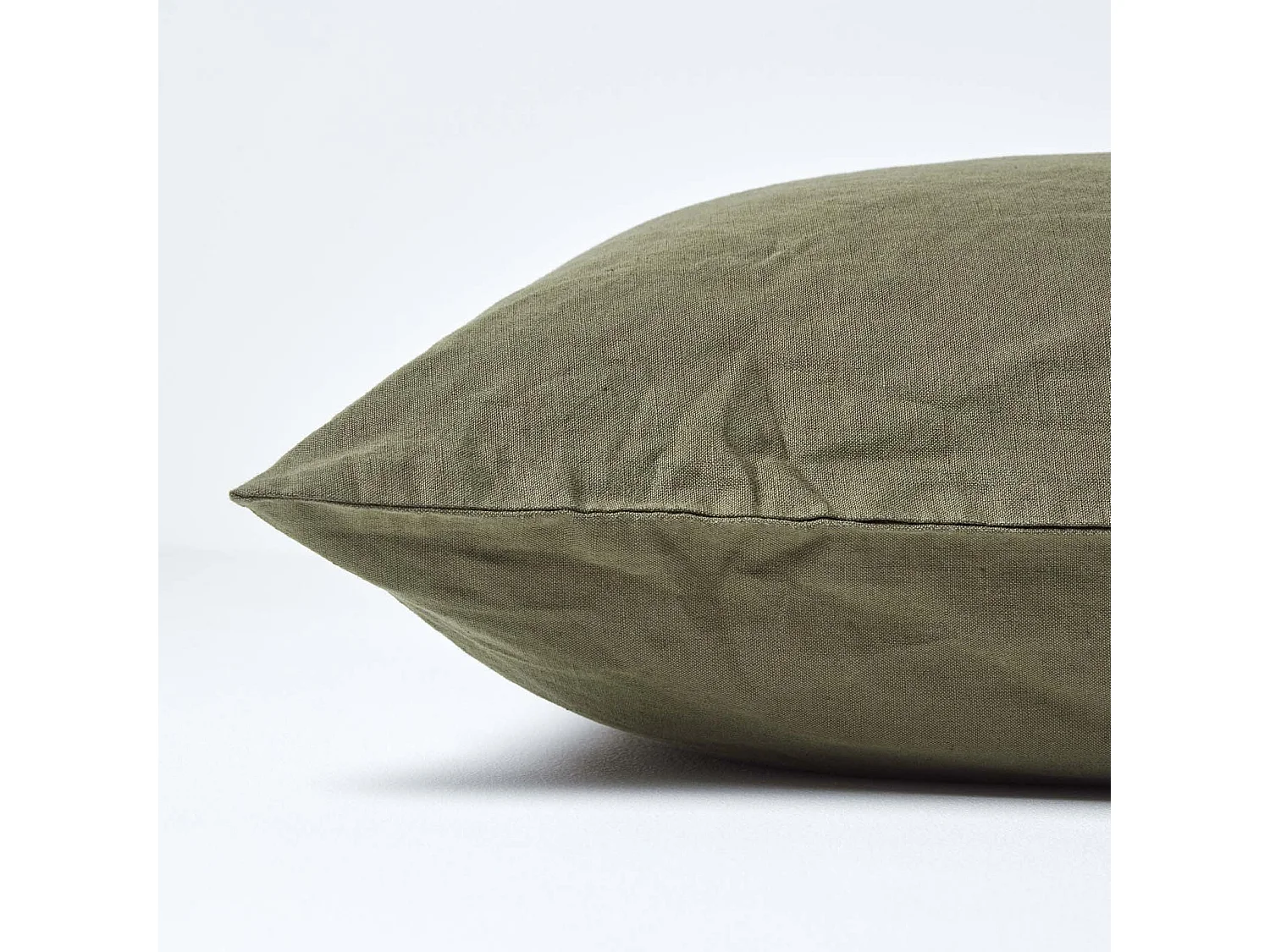 Homescapes Khaki Green European Linen Pillowcase, 60 x 60 cm