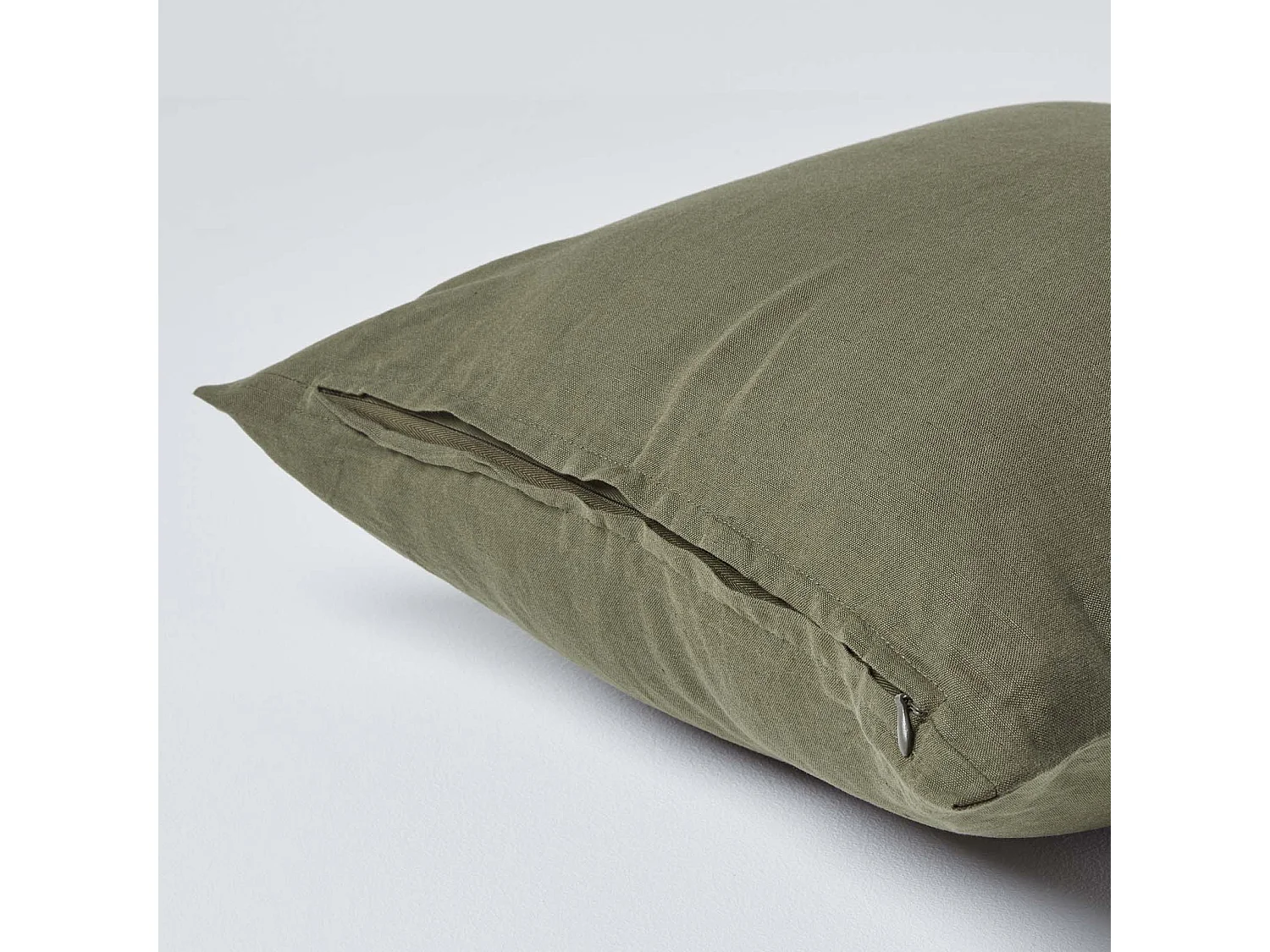 Homescapes Khaki Green European Linen Pillowcase, 60 x 60 cm