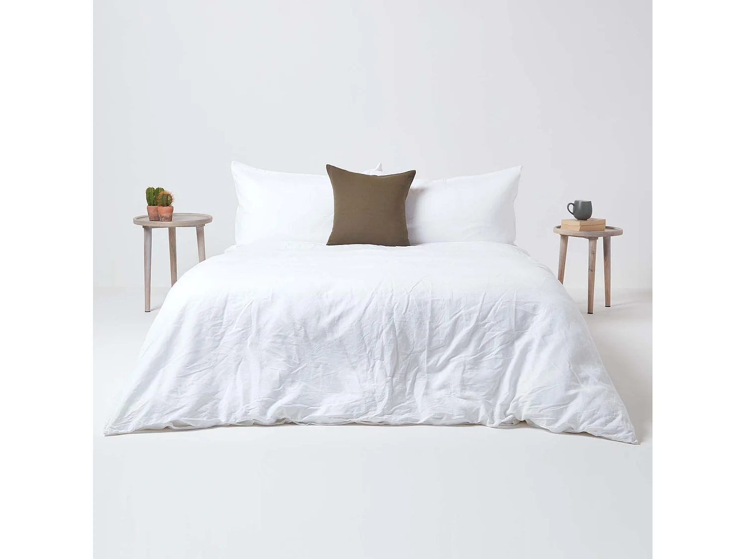 Homescapes Khaki Green European Linen Pillowcase, 60 x 60 cm