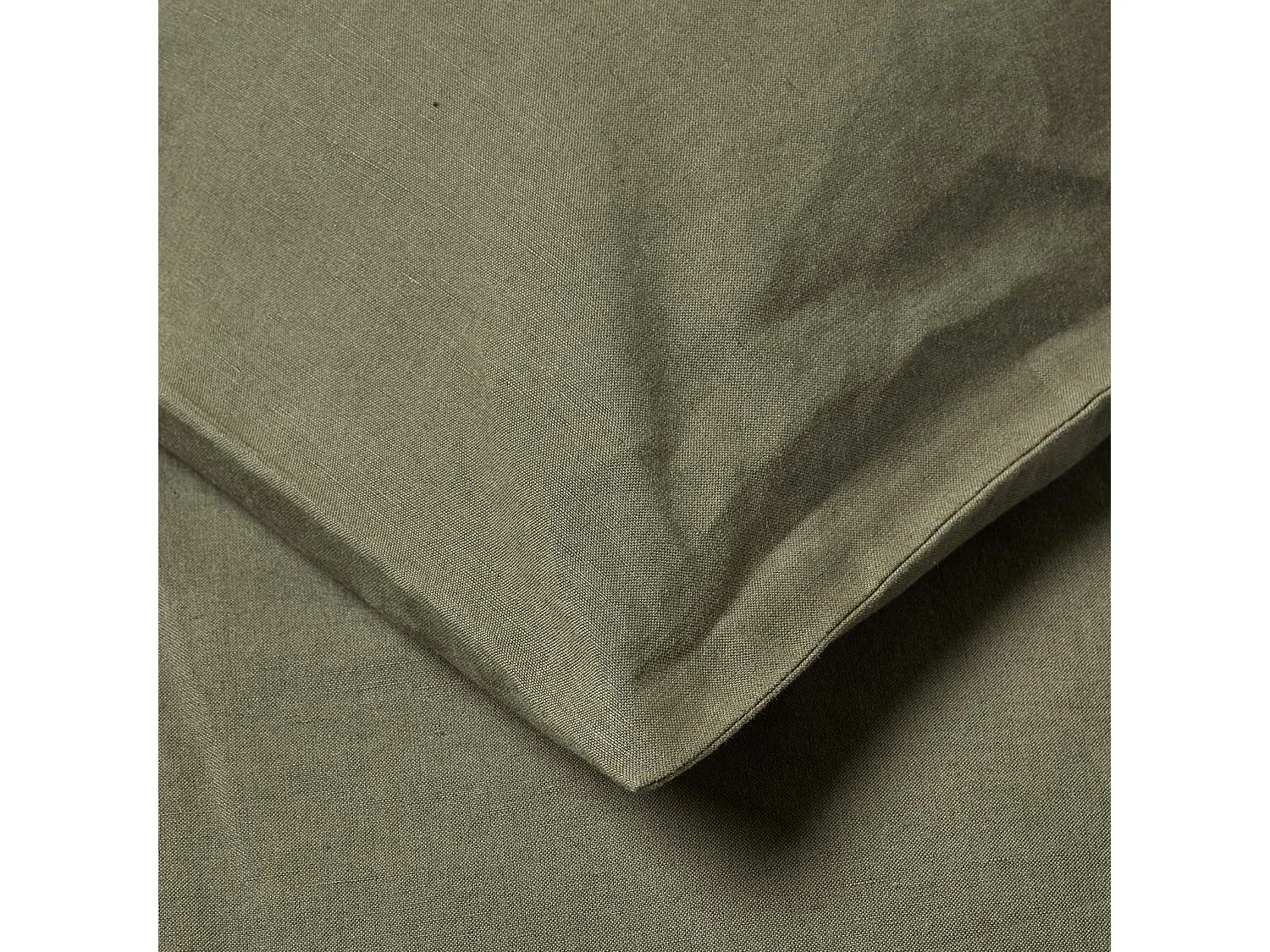 Homescapes Khaki Green European Linen Pillowcase, 60 x 60 cm