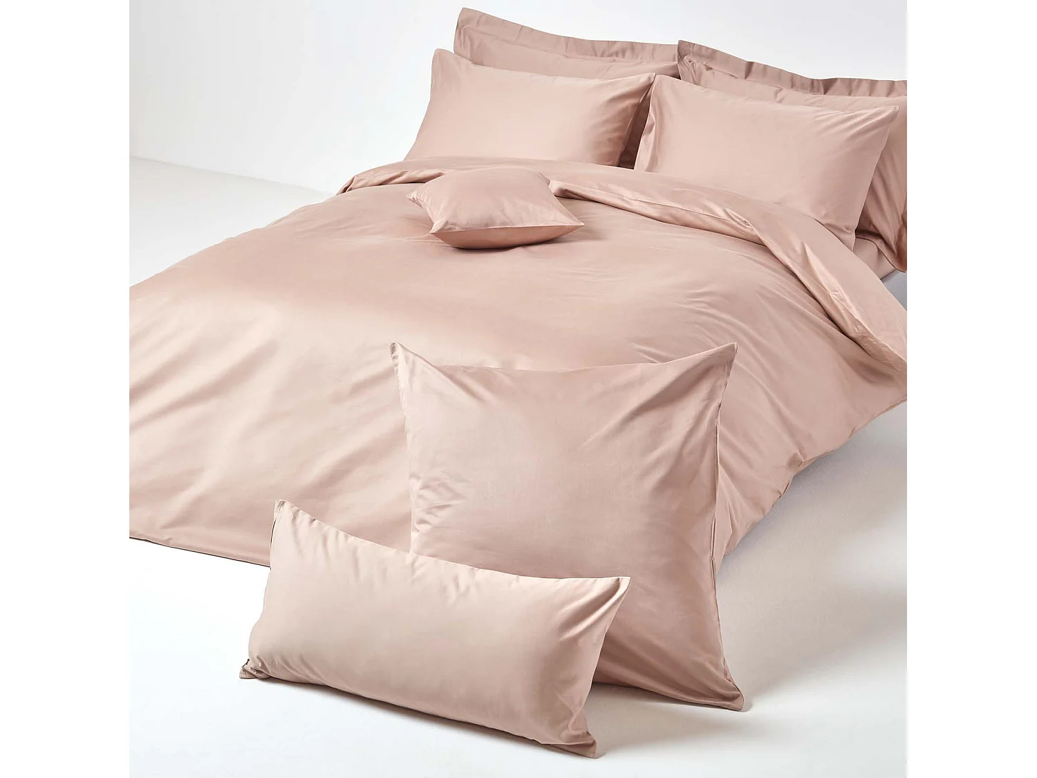Taie d’oreiller en satin de coton egyptien 1000 fils, beige taupe, 40 x 40 cm - HOMESCAPES