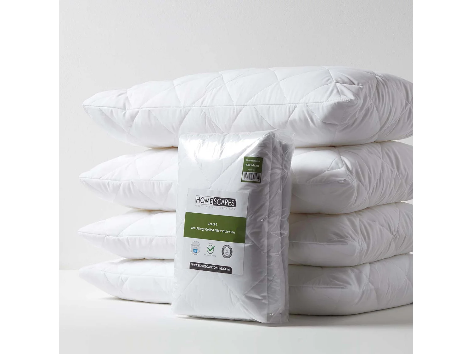Homescapes Anti Allergy Pillow Protectors, Pack of 4