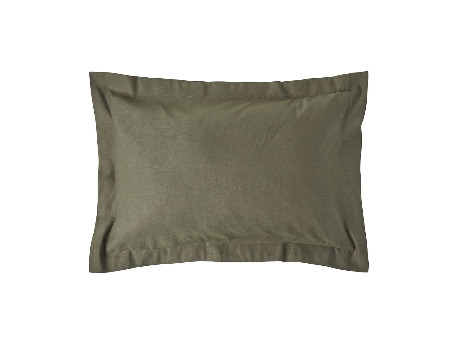 Homescapes Khaki Green Linen Oxford Pillowcase, King