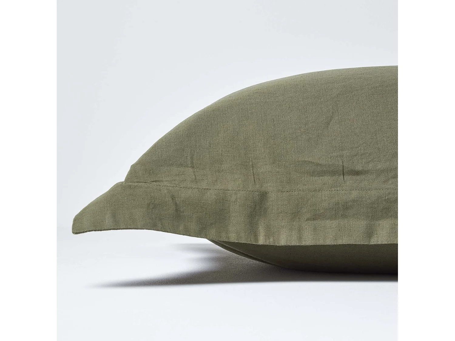 Homescapes Khaki Green Linen Oxford Pillowcase, King