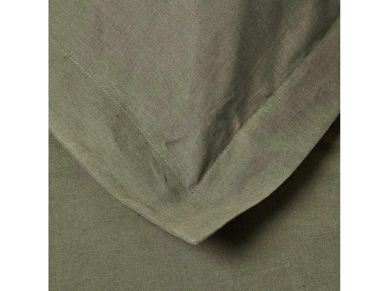 Homescapes Khaki Green Linen Oxford Pillowcase, King