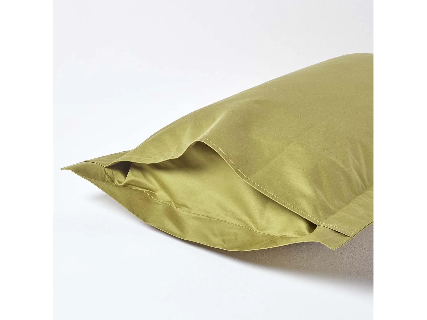 Homescapes Olive Green Egyptian Cotton Oxford Pillowcase 1000 TC, King Size