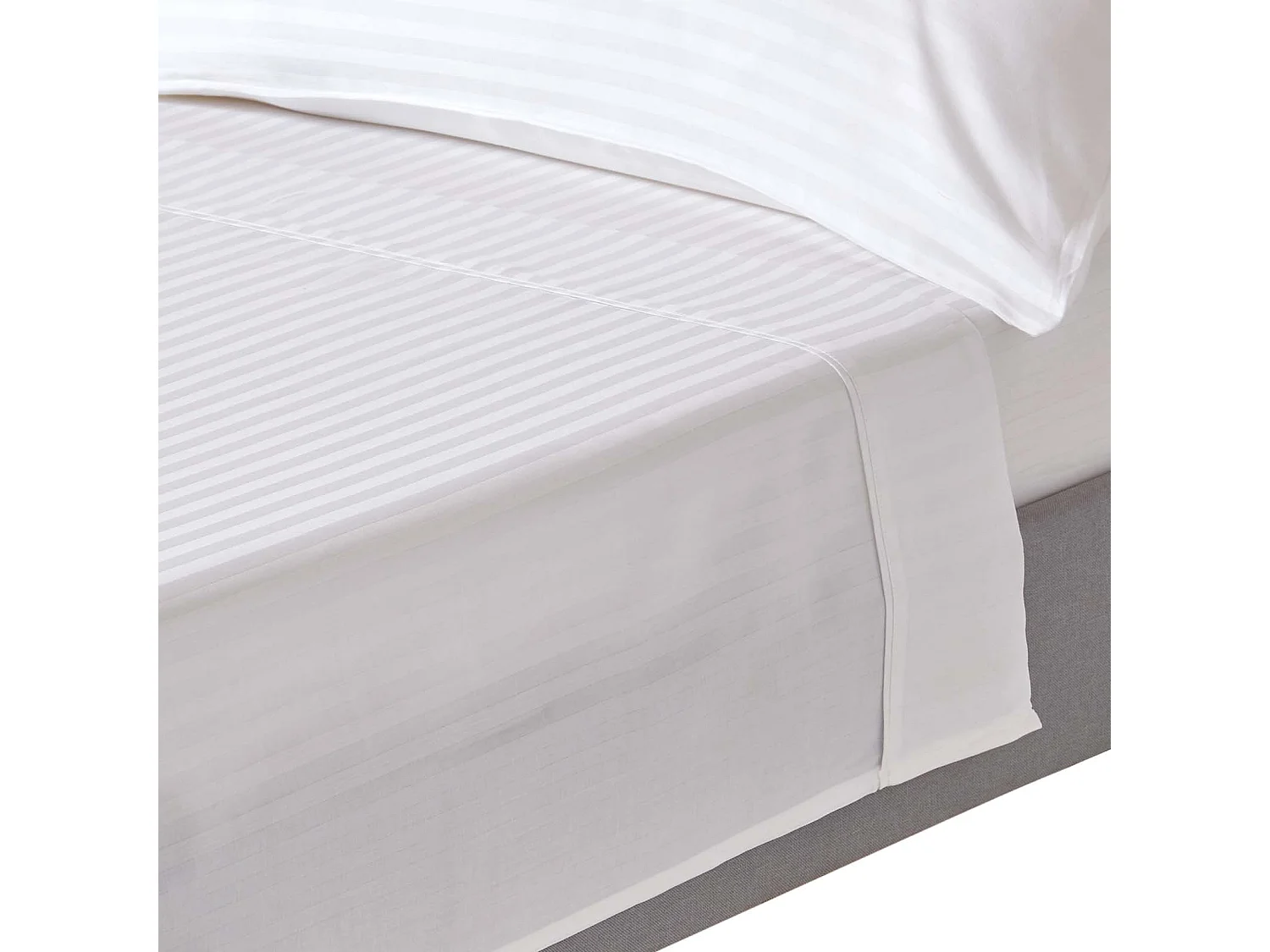 Homescapes White Egyptian Cotton Satin Stripe Flat Sheet 330 TC, Super King