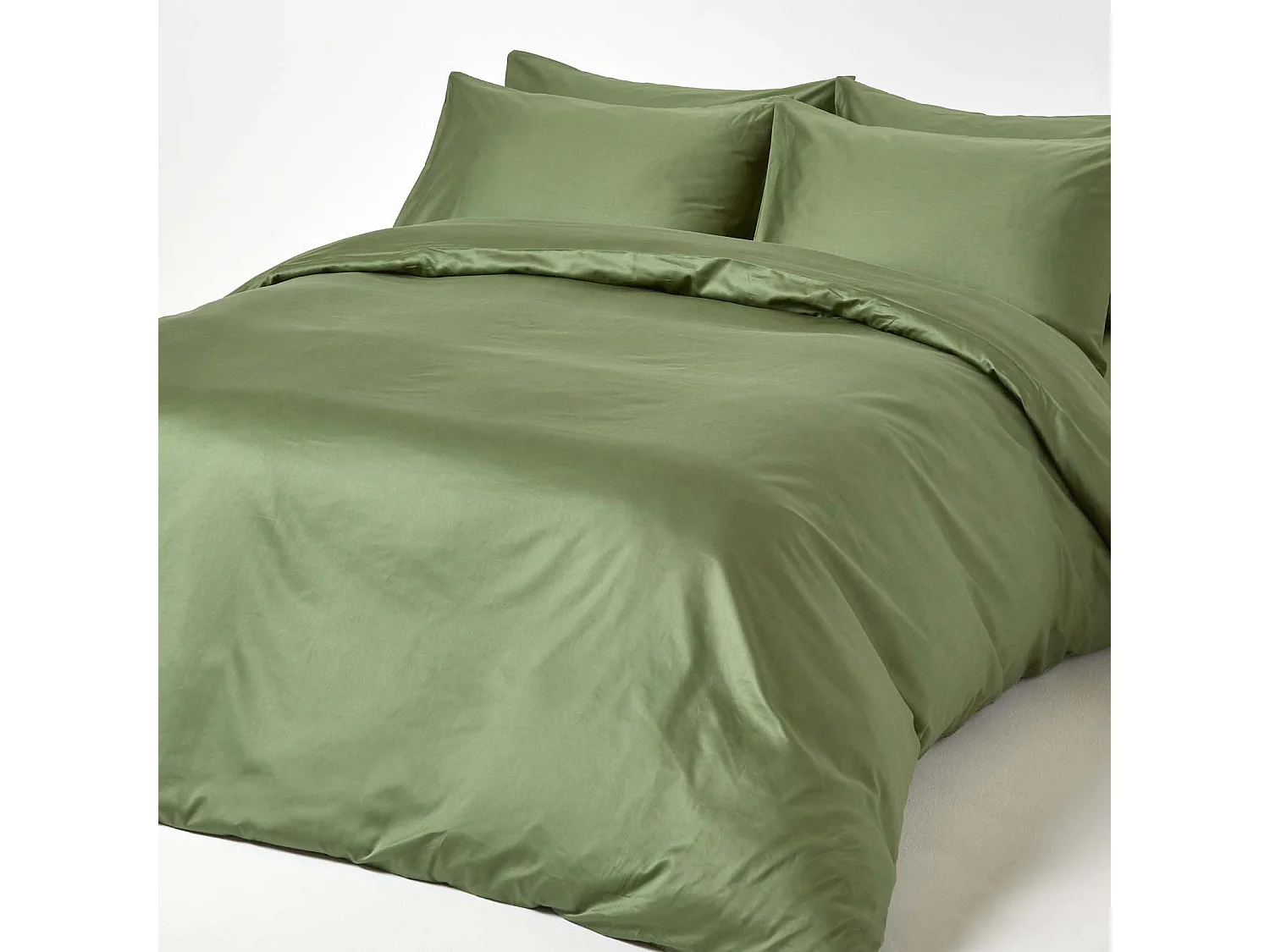 Homescapes Moss Green Organic Cotton Flat Sheet 400 Thread Count, Double