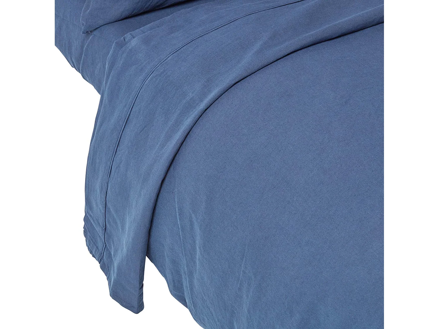 Homescapes Navy Blue Linen Flat Sheet, Single