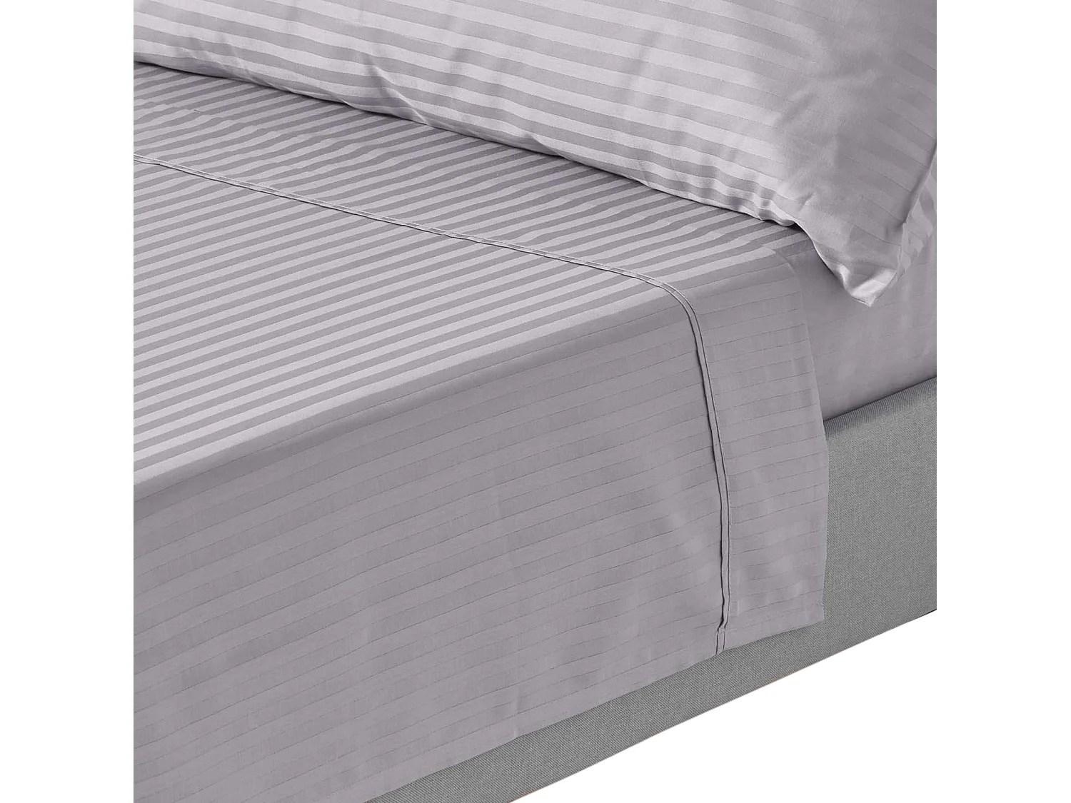 Homescapes Grey Egyptian Cotton Satin Stripe Flat Sheet 330 TC, King