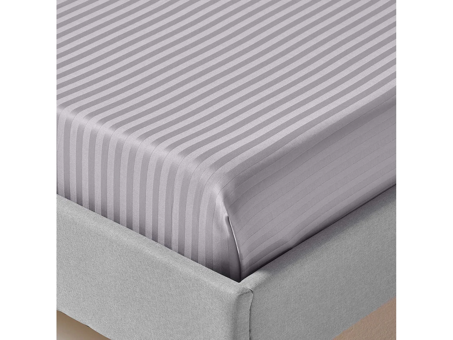 Homescapes Grey Egyptian Cotton Satin Stripe Flat Sheet 330 TC, King