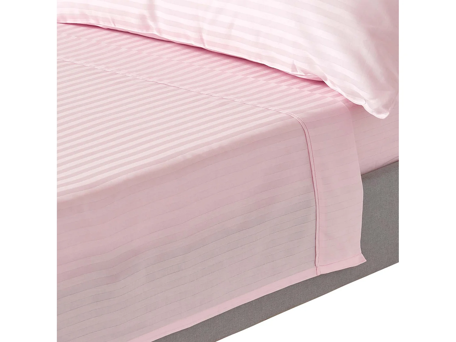 Homescapes Pink Egyptian Cotton Satin Stripe Flat Sheet 330 TC, Double
