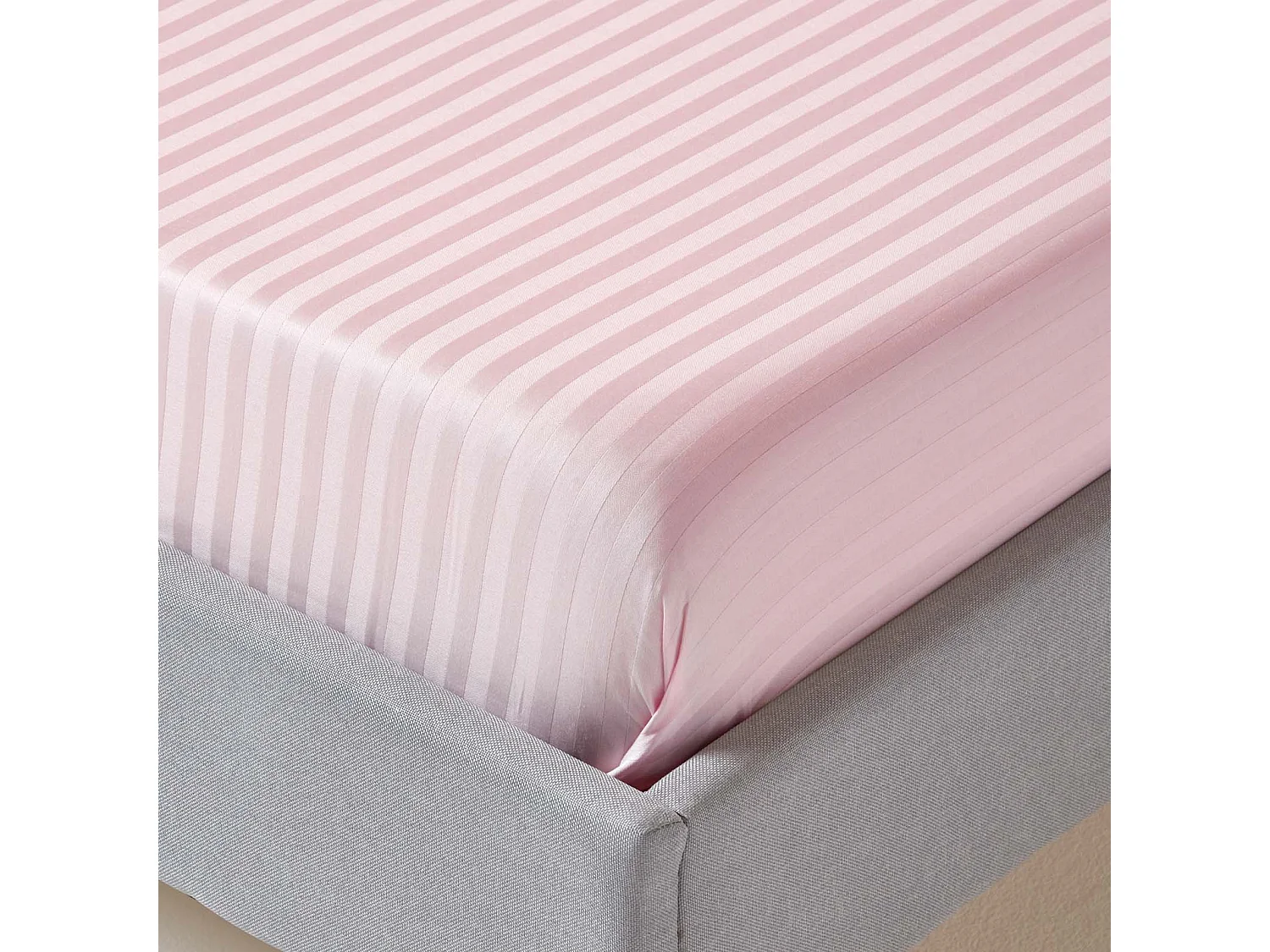 Homescapes Pink Egyptian Cotton Satin Stripe Flat Sheet 330 TC, Double