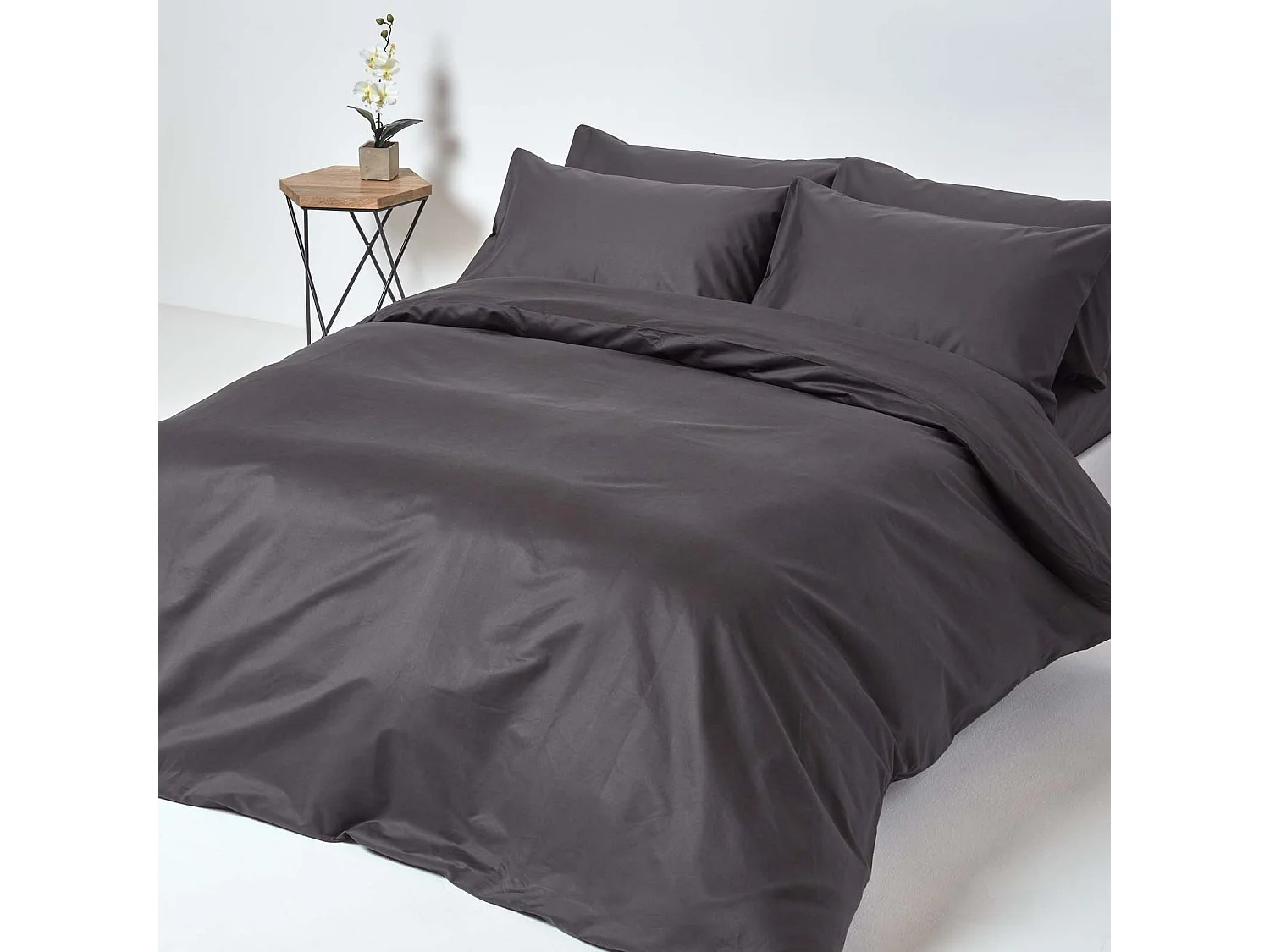 Homescapes Dark Charcoal Grey Egyptian Cotton Flat Sheet 1000 Thread Count, Super King Size