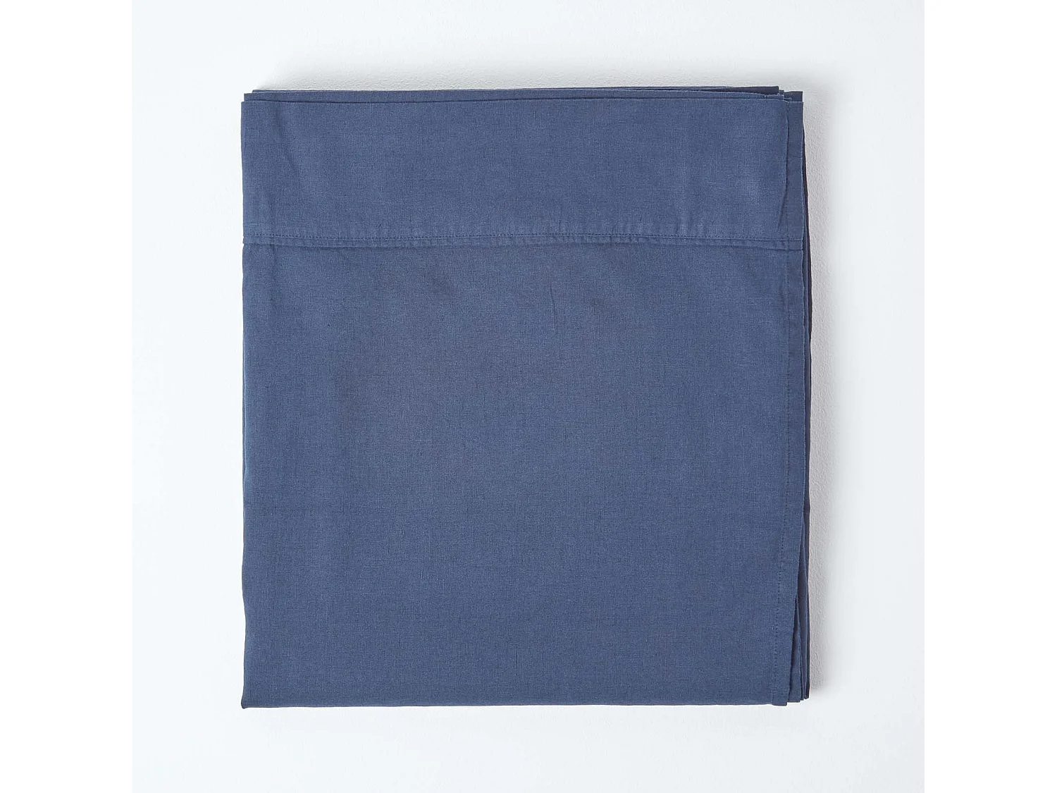 Drap plat en lin lavé Bleu marine – 240 x 275 cm - HOMESCAPES