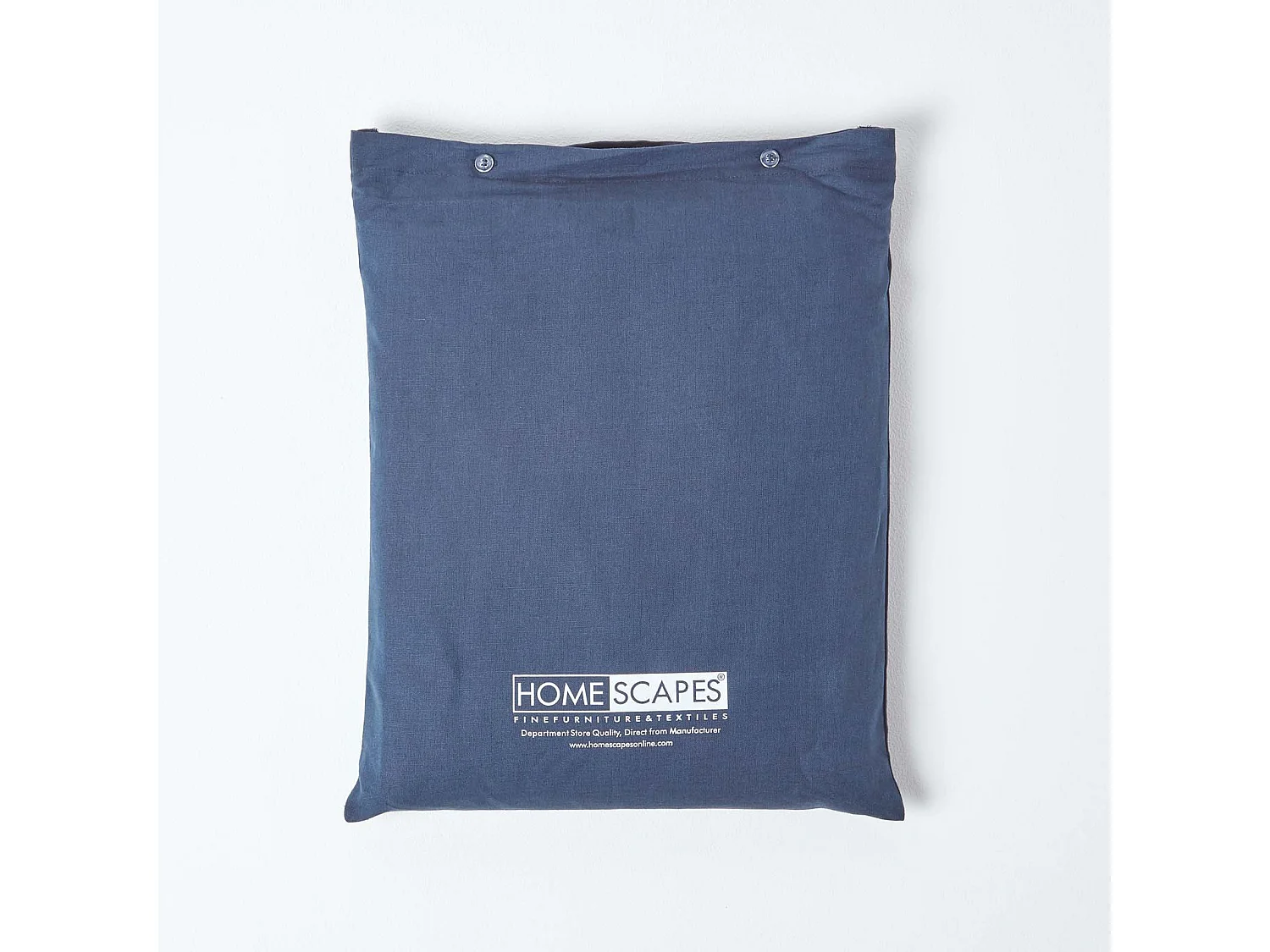Drap plat en lin lavé Bleu marine – 240 x 275 cm - HOMESCAPES
