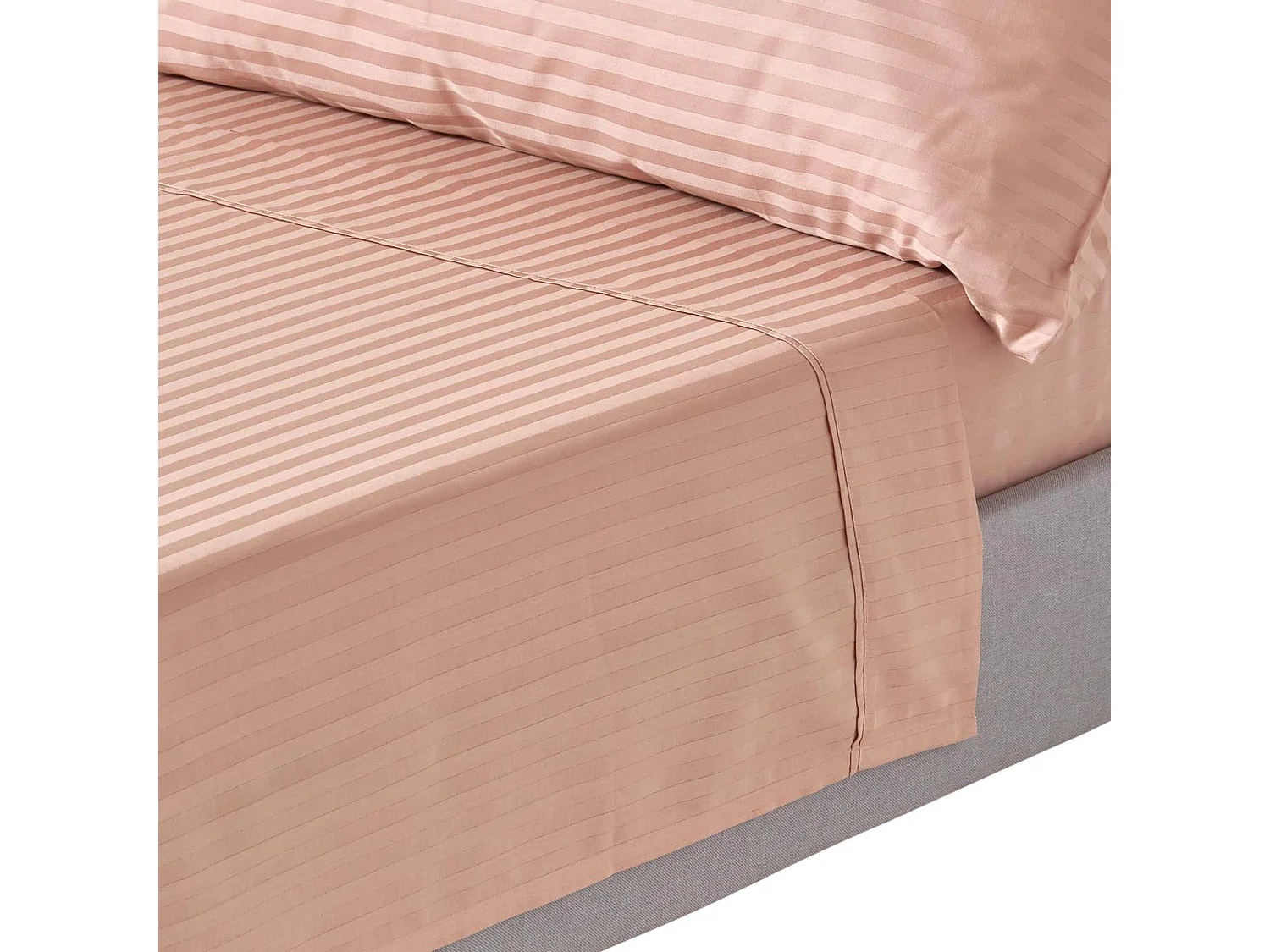 Homescapes Taupe Beige Egyptian Cotton Satin Stripe Flat Sheet 330 TC, King