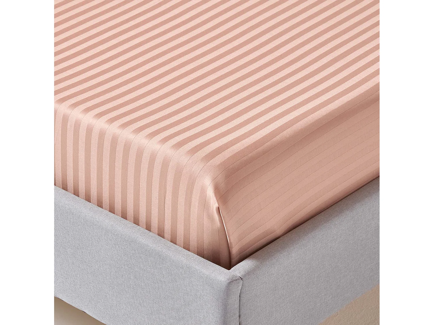 Homescapes Taupe Beige Egyptian Cotton Satin Stripe Flat Sheet 330 TC, King