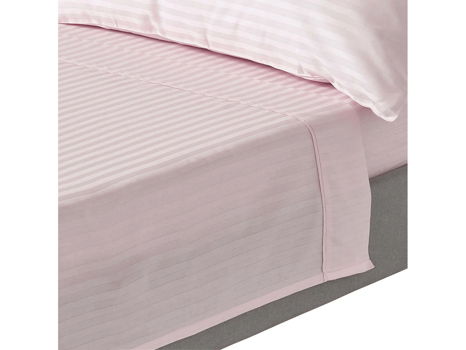 Homescapes Dusky Pink Violet Egyptian Cotton Satin Stripe Flat Sheet 330 TC, Double